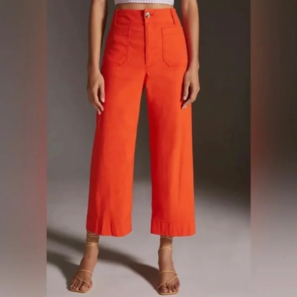 The Colette Linen Blend Crop Wide-Leg Pants by Maeve - Picture 1 of 5